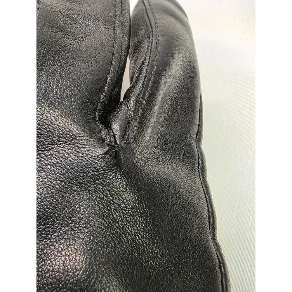 Vintage Black Leather Gloves Size 7.5 Retro Unisex Gloves, Genuine Leather